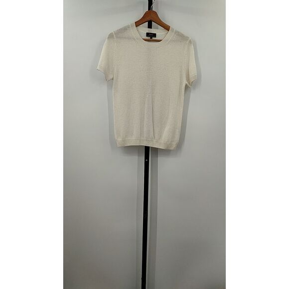 Quince Women Mongolian Cashmere Tee Ivory Sleeved Top S - Picture 1 of 2
